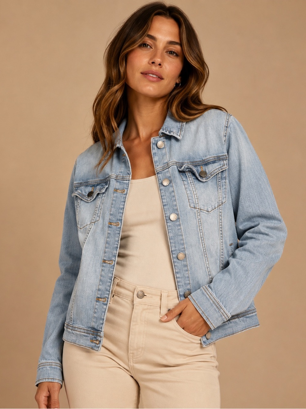 Caslon Light Wash Denim Jacket Size L